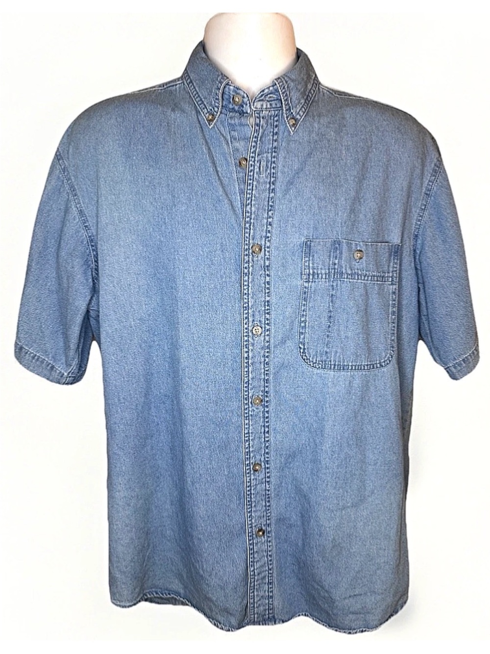 🤠WRANGLE🤠 DENIM SHORT SLEEVE VTG BUTTON DOWN SHIRT